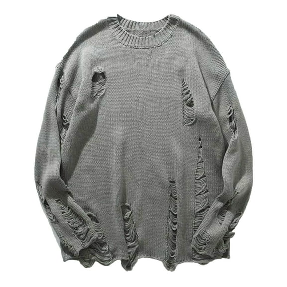 Vedolay Men's Pullover 2023 Oversized Knitted Pullover Loose Sweater Grey,3XL