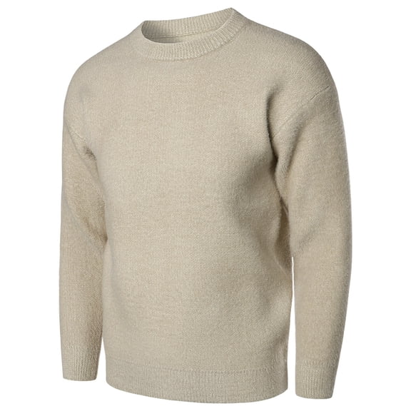 Vedolay Men's Pullover Long Sleeve Knitted Sweater Warm Top Beige,L