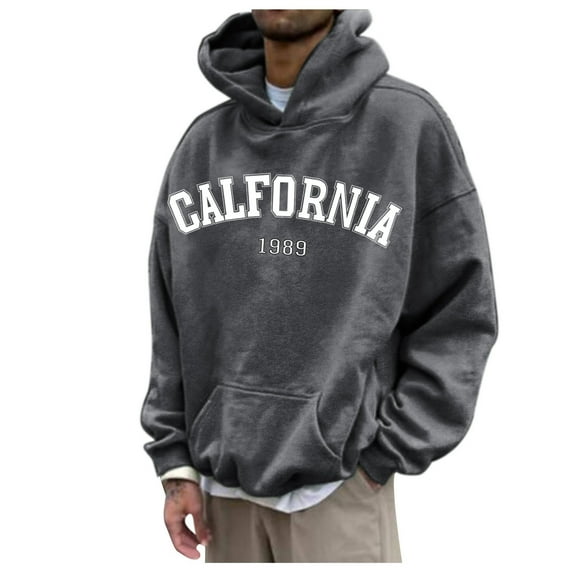 Vedolay Men's Pullover Sweatshirt Plus Size Long-Sleeve Crewneck Tee Shirt Dark Gray,XL