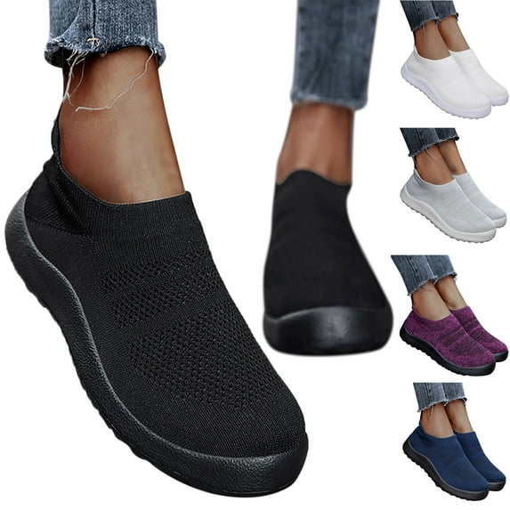 Vedolay Men's Shoes Men's Slip on Loafer Shoes Comfortable Knit Walking Flats Leisure Shoes,Dark Blue 10