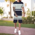 thumbnail image 1 of Vedolay Men's Summer Crew Neck Short Sleeve Top and Fit Shorts Casual Sets,Navy L, 1 of 4