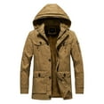 thumbnail image 1 of Vedolay Men's Winter Coats Solid Color Causal Winter Warm Thicken Overcoat Khaki,3XL, 1 of 5