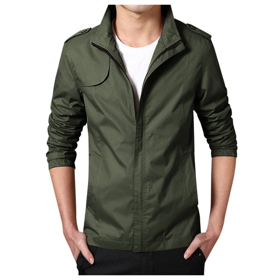 Vedolay Men's and Big Men's 2023 Jacket for Men's Moto Biker Shiny Crop Party Jackets Clothes Army Green,L