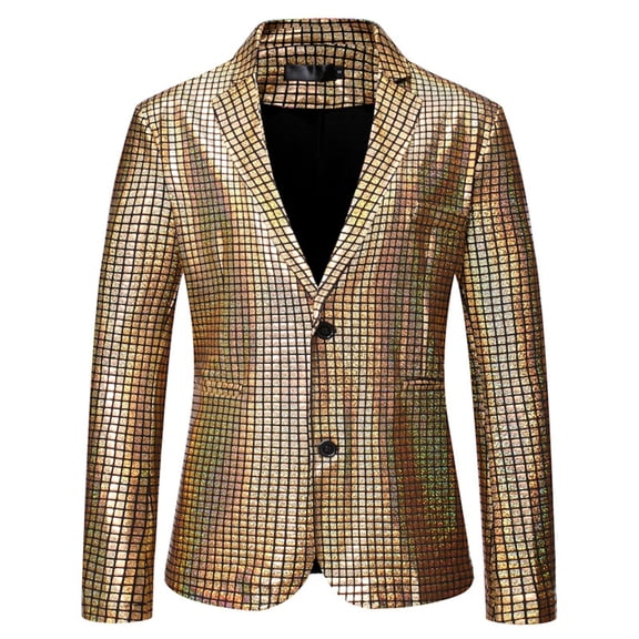 Vedolay Mens Blazers for Work Business Work Blazer Back Slit Jacket 2023 Gold,M