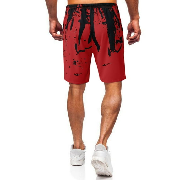 Vedolay Mens Casual Summer Printed Soft Elastic Waist Drawstring Short,Red L