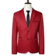 thumbnail image 1 of Vedolay Mens Fall Tops Men's Plus Size Elegant Split Long Sleeve Open Front Office Blazer Jacket,Red L, 1 of 5