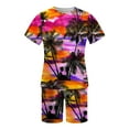 thumbnail image 1 of Vedolay Mens Hawaiian 2 Pieces Tropical Flower Print Button Down Short Set,Purple XL, 1 of 4