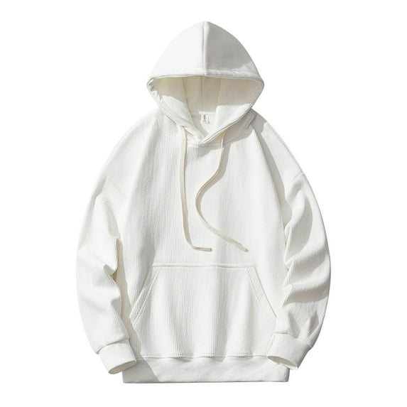 Vedolay Mens Hoodies 2023 Printed Sweatshirt Loose Soft Long Sleeve Pullover Tops White,2XL