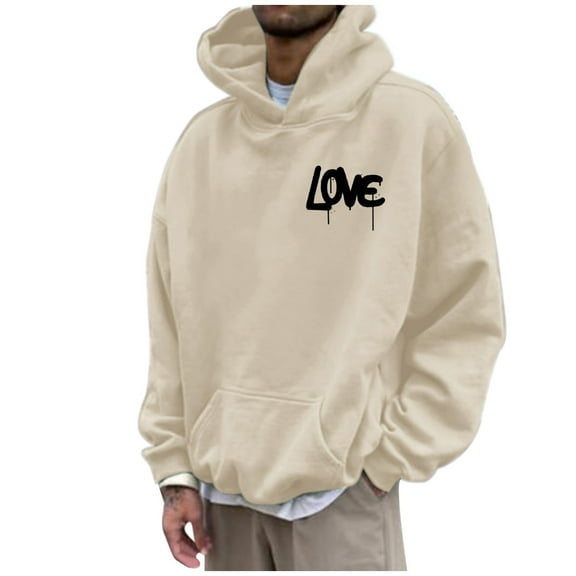 Vedolay Mens Hoodies Soft Zip Pullover with Pocket with Plus Size Beige,3XL