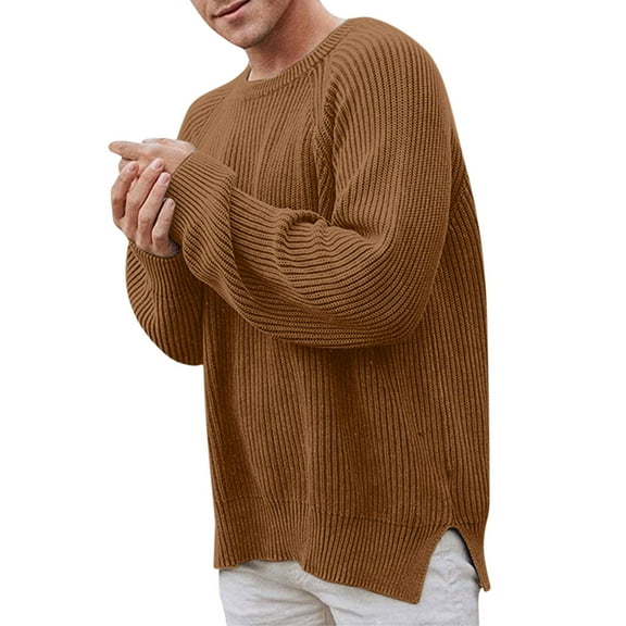 Vedolay Mens Lightweight Sweaters 2023 Knitwear Autumn Winter Tops Pullover Turtleneck Sweaters Brown,M