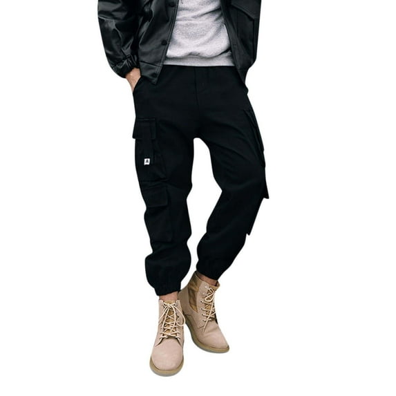 Vedolay Mens Linen Pants 2023 Casual Sport Workout Pants with Pockets Black,2XL