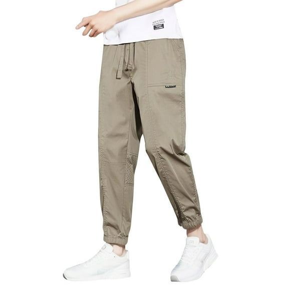 Vedolay Mens Linen Pants 2023 Lightweight Relaxed Fit Workout Sweatpants Khaki,L