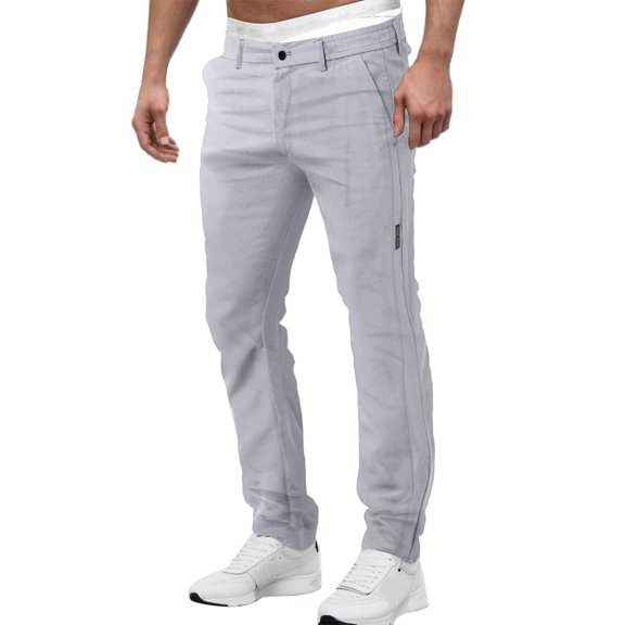 Vedolay Mens Lounge Pants Linen Pants Men Summer Zipper Pants Linen Pants Grey,XL/34