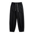 thumbnail image 1 of Vedolay Mens Pants Casual Linen Pants Drawstring Trousers Black,L, 1 of 4