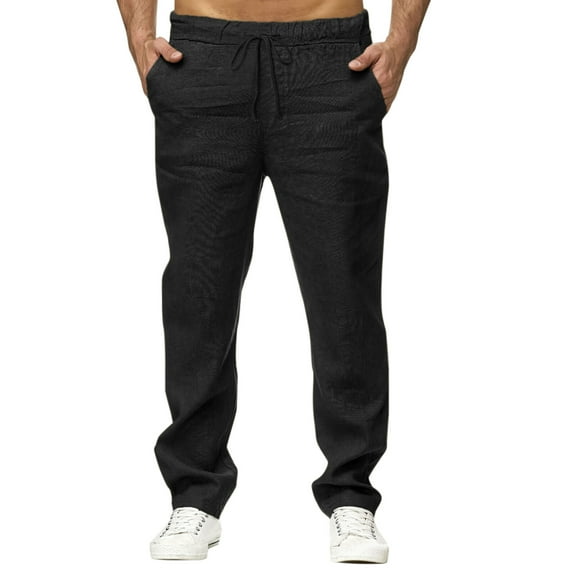 Vedolay Mens Pants Leisure Solid Color Trousers Pants for Men Black,M