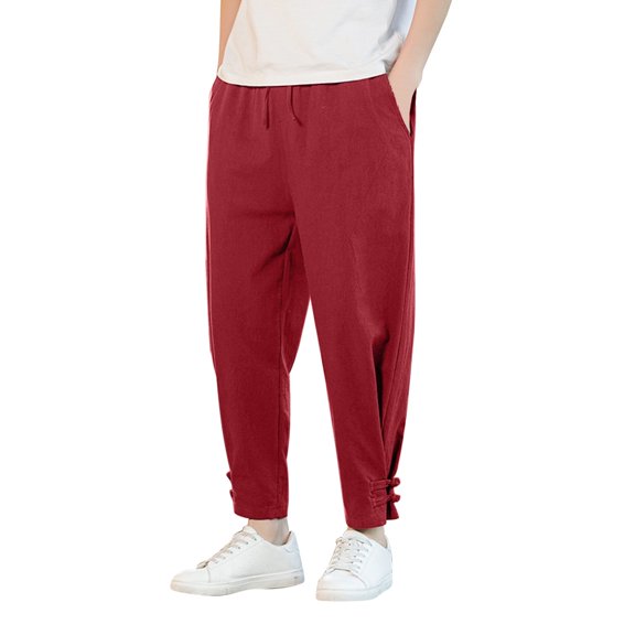 Vedolay Mens Pants Loose Baggy with Pockets Gym Sweatpants 2023 Red,M