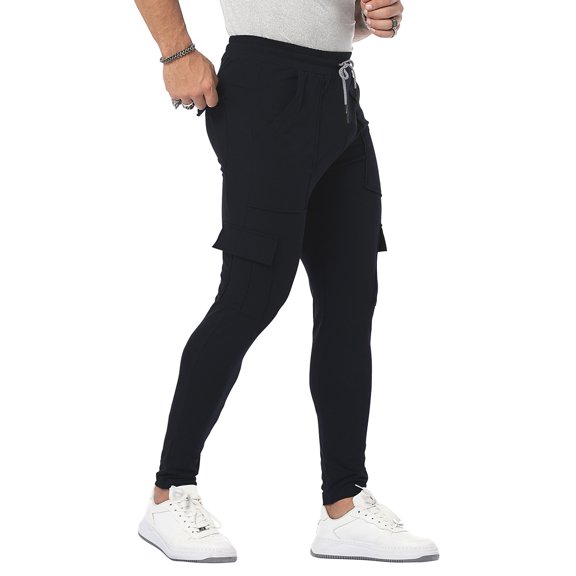 Vedolay Mens Pants Men's Pants Casual Cropped Trousers Lightweight Loose Beach Yoga Pants with Pockets,A XL