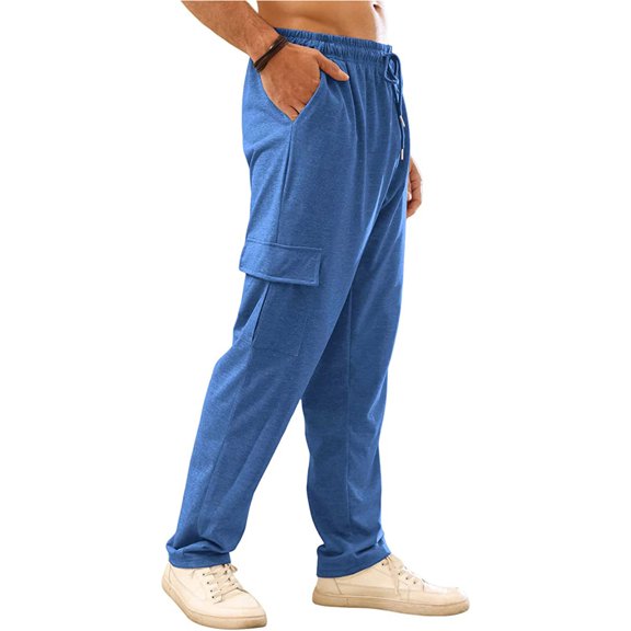 Vedolay Mens Pants Men's Stretch Multi-Pocket Skinny Cargo Pants,Blue M