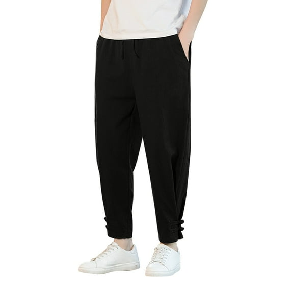 Vedolay Mens Pants with Drawstring Male Jogger Pants Black,M
