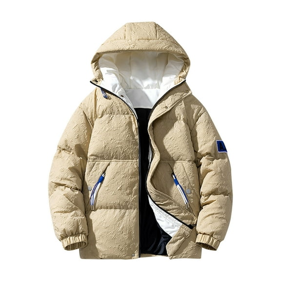 Vedolay Mens Parkas Winter Warm Jacket Waterproof Rain Zip Parka Overcoats Jacket Khaki,L