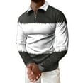 thumbnail image 1 of Vedolay Mens Polo Shirts Casual Plaid Patchwork Turndown Long Sleeve Button Shirt White,M, 1 of 5