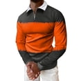 thumbnail image 1 of Vedolay Mens Polo Shirts Long Sleeve Button Knitted Stripe Polo Shirts Orange,S, 1 of 5