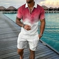 thumbnail image 1 of Vedolay Mens' Print Color Short Sleeve Zip Shirt and Solid Shorts Casual Set,White L, 1 of 3