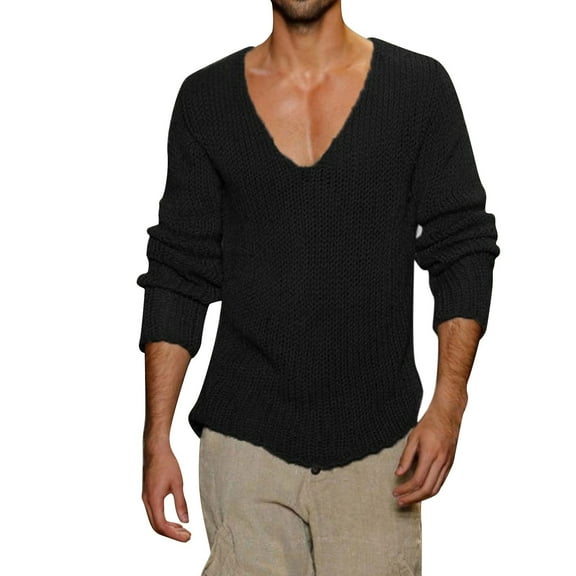 Vedolay Mens Pullover Sweaters Winter Zipper Sweater Loose Casual Warm Pullover Black,3XL