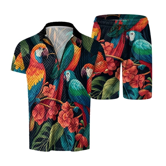 Vedolay Mens Short Set Men's Summer 2 Piece Outfits Solid Short Sleeve T-Shirts Shorts Set,Dark Blue M