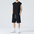 thumbnail image 1 of Vedolay Mens' Short Set Men's Summer Short Sleeve T-Shirts Shorts Jogging Sports Thin Sportswear,Black M, 1 of 4