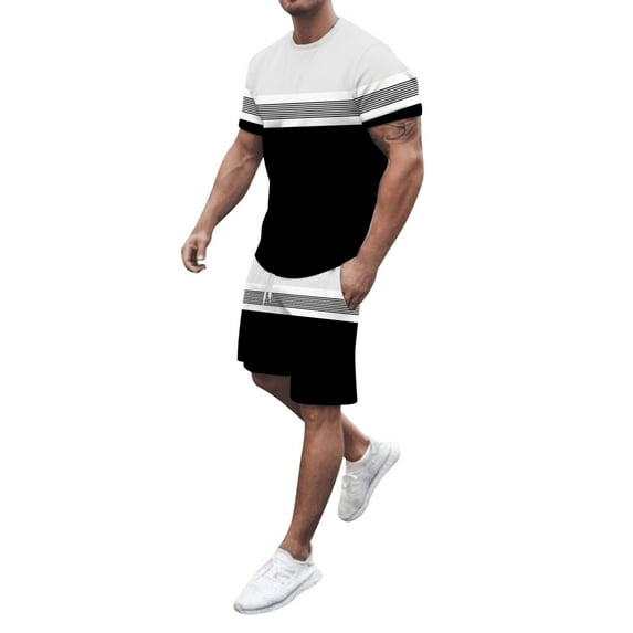Vedolay Mens Short Sets 2 Piece Outfits Fashion Summer Tracksuits Casual Shirt and Shorts Set(Black,3X-L)