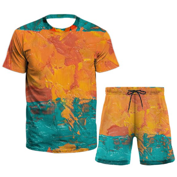 Vedolay Mens' Short Sets Men Short Outfits 2 Piece Casual Summer Tracksuit Short Sleeve T-Shirt and Shorts Set,Blue XXL