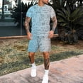 thumbnail image 1 of Vedolay Mens' Short Sets Men Stylish Printed Tracksuits Sport Summer Short Sleeve and Shorts Set for Men,Black XL, 1 of 2