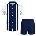 thumbnail image 1 of Vedolay Mens' Short Sets Men's Short Sets Outfits 2 Piece Summer Tracksuit Short Sleeve Shirt and Shorts Set,Sky Blue XL, 1 of 3