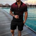 thumbnail image 1 of Vedolay Mens' Short Sets Men's Short Sets Outfits 2 Piece Summer Tracksuit Short Sleeve Zipper Polo Shirt and Shorts Sets,Red 4XL, 1 of 2