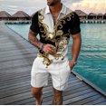 thumbnail image 1 of Vedolay Mens Short Sets Men's Summer 2 Piece Outfits Casual Shirts and Classic Fit Sport Shorts Set,White L, 1 of 2