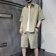thumbnail image 1 of Vedolay Mens Short Sets Men's Summer 2 Piece Outfits Casual Shirts and Classic Fit Sport Shorts Set,White XL, 1 of 4