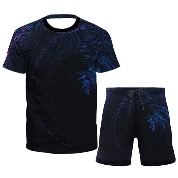 Vedolay Mens Shorts Tracksuit Men 2 Piece Set Short Sleeve Shirt with Drawstring Waist Shorts Summer Casual Beach Outfits,Dark Blue 4XL