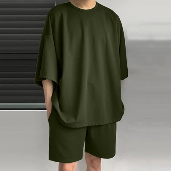 Vedolay Mens Shorts Tracksuit Men's Hawaiian Sets Short Sleeve Beach Flower Shirts and Shorts Outfits,AG XL