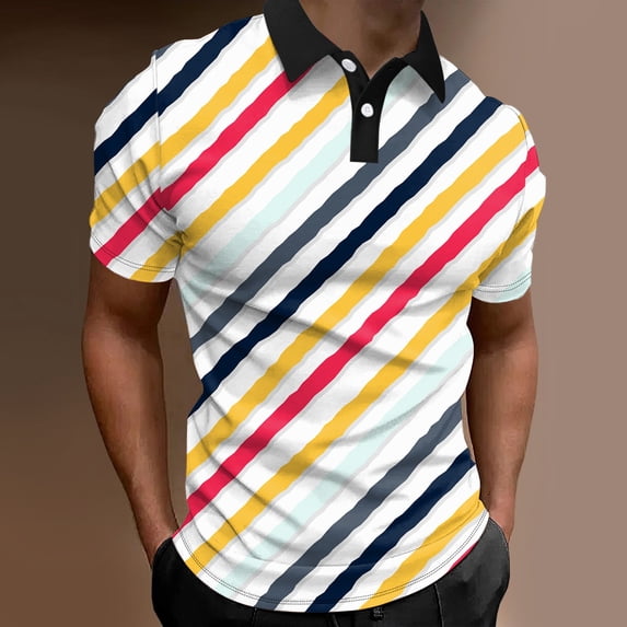 Vedolay Mens Summer Print Short Sleeve Turndown Neck Fashion Button Shirts,White M