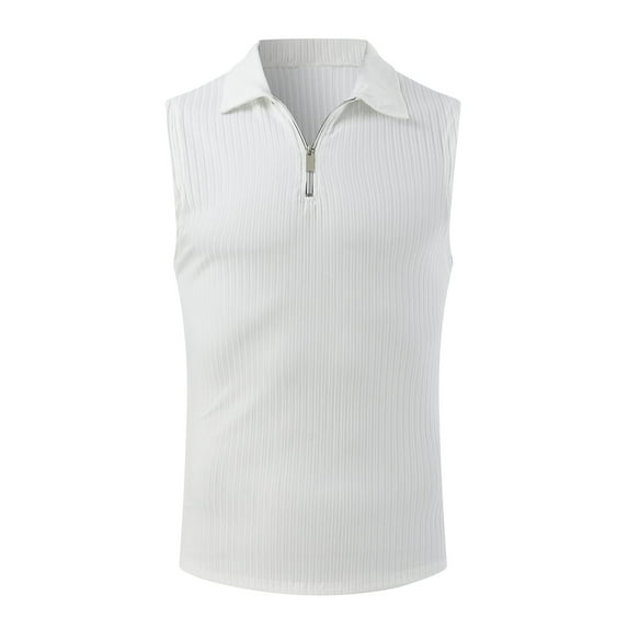 Vedolay Mens Summer Tops Mens Summer Solid Color Round Neck Hoodless Sleeveless Shirt T Shirt Vest Mens Big Tall Shirts,White M