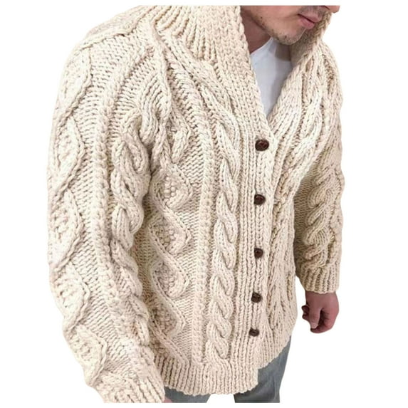 Vedolay Mens Sweater 2023 Winter Long Sleeve Cardigan Cover Up White,3XL