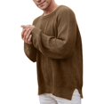 thumbnail image 1 of Vedolay Mens Sweaters 2023 Solid Pullover Long Sleeve Plush Tops Sweater Brown,M, 1 of 5