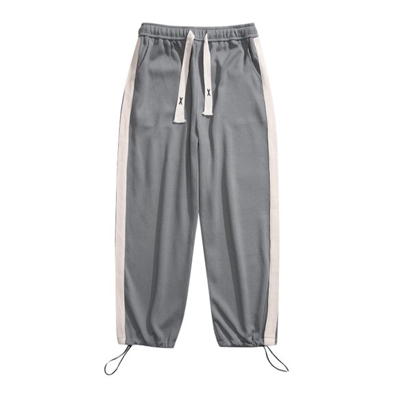 Vedolay Mens Sweatpants Solid Color Drawstring Straight Leg Trousers Grey,L