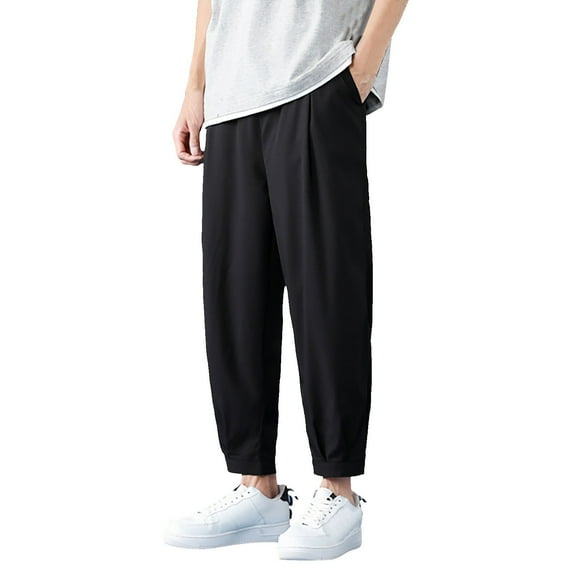 Vedolay Mens Sweatpants with Pockets Casual Open Slim Fit Straight Solid Color Trousers Black,L