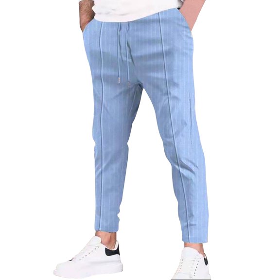 Vedolay Mens Sweatpants with Pockets Linen Beach Pants Lightweight Summer Pants with Drawstring Blue,2XL