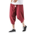 thumbnail image 1 of Vedolay Mens Sweatpants with Pockets Summer Lightweight Linen Trousers Leg Straight Flat Front Pant Red,L, 1 of 3