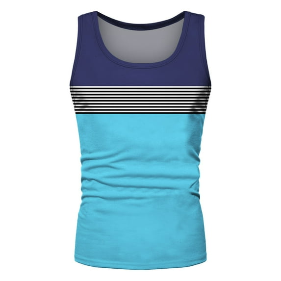 Vedolay Mens Tops Mens Summer Solid Color Round Neck Hoodless Sleeveless Shirt T Shirt Vest Mens Big Tall Shirts,Sky Blue 3XL