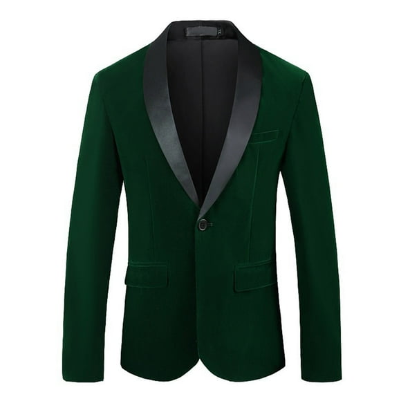 Vedolay Mens Velvet Blazer One Button Shawl Lapel Slim Fit Suit Jacket Sport Coat Dinner Party Prom Wedding Tuxedo (Dark Green,3XL)