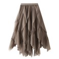 thumbnail image 1 of Vedolay Midi Skirt With Slit Women's Floral Skirts Smocked Elastic Waist Below Knee Length Ruffle Tiered Skirt,Khaki One Size, 1 of 3
